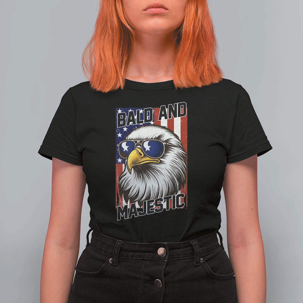 Bald and Majestic T Shirt For Women Patriotic Bald Eagle 4th Of July