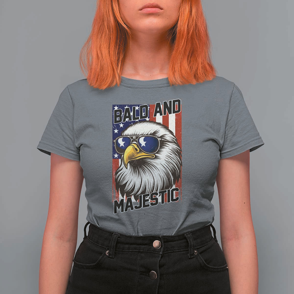 Bald and Majestic T Shirt For Women Patriotic Bald Eagle 4th Of July
