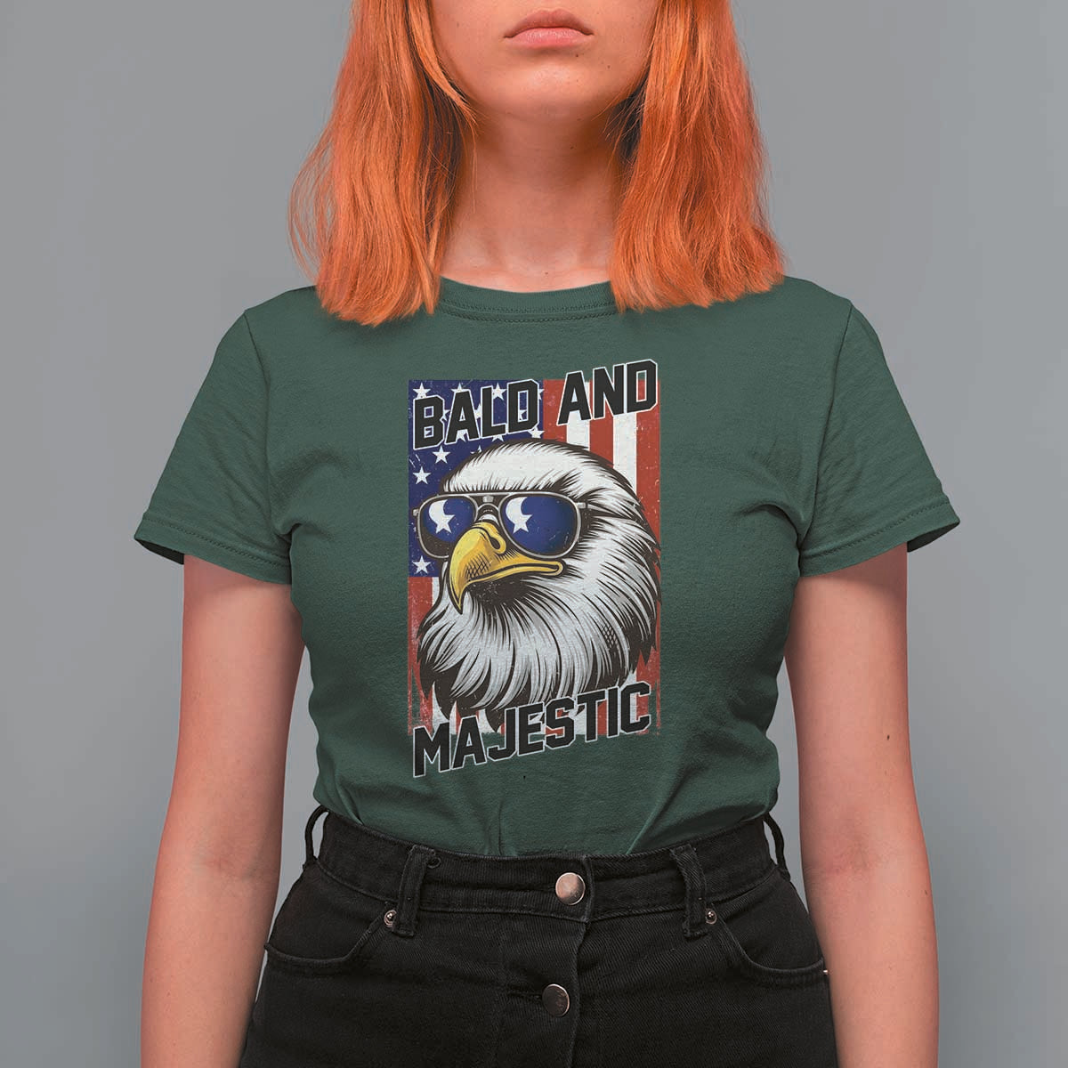 Bald and Majestic T Shirt For Women Patriotic Bald Eagle 4th Of July