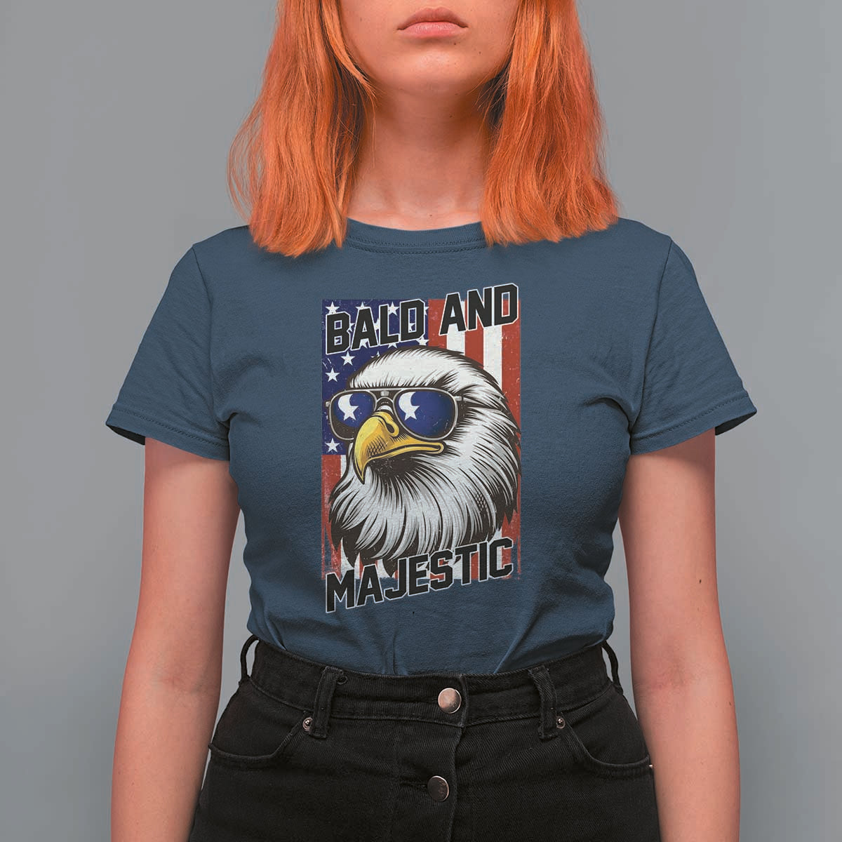 Bald and Majestic T Shirt For Women Patriotic Bald Eagle 4th Of July