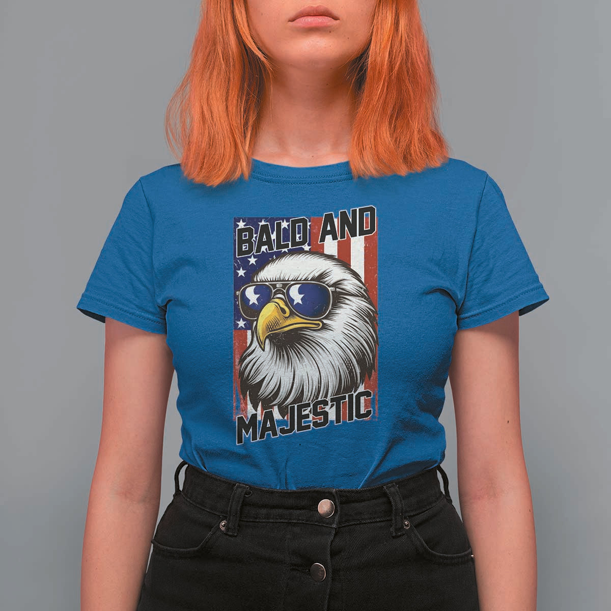 Bald and Majestic T Shirt For Women Patriotic Bald Eagle 4th Of July