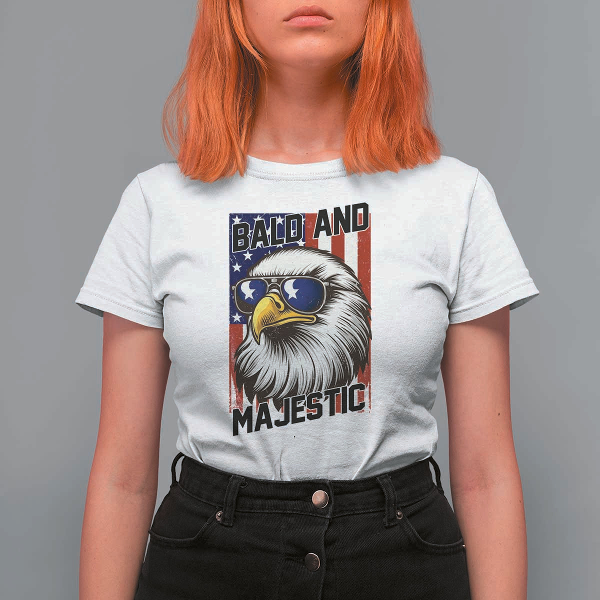 Bald and Majestic T Shirt For Women Patriotic Bald Eagle 4th Of July