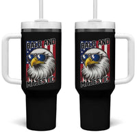 Bald and Majestic Tumbler With Handle Patriotic Bald Eagle 4th Of July