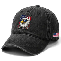 Bald and Majestic Washed Cotton Baseball Cap Patriotic Bald Eagle 4th Of July