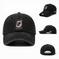 Bald and Majestic Washed Cotton Baseball Cap Patriotic Bald Eagle 4th Of July