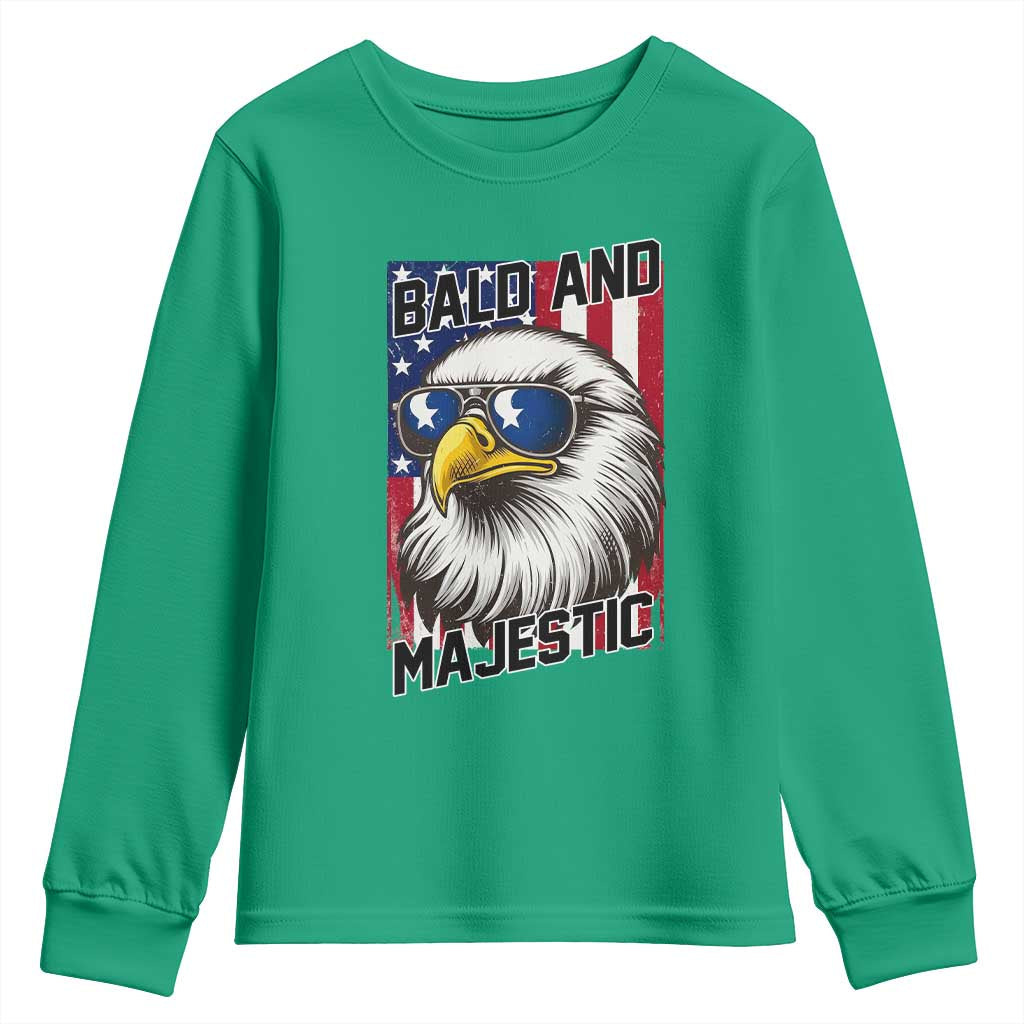 Bald and Majestic Youth Sweatshirt Patriotic Bald Eagle 4th Of July