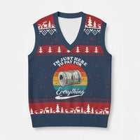 I'm Just Here to Pay for Everything V-Neck Knit Sweater Vest Funny Dad Grandpa Joke