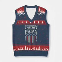 My Favorite People Call Me Papa V-Neck Knit Sweater Vest Funny Dad Fathers Day 4th Of July