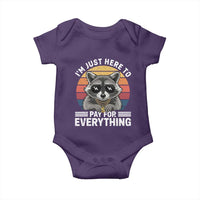 I'm Just Here to Pay for Everything Baby Onesie Funny Raccoon Dad Granpa Joke
