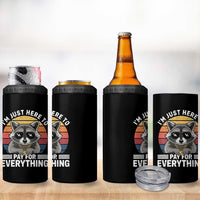 I'm Just Here to Pay for Everything 4 in 1 Can Cooler Tumbler Funny Raccoon Dad Granpa Joke