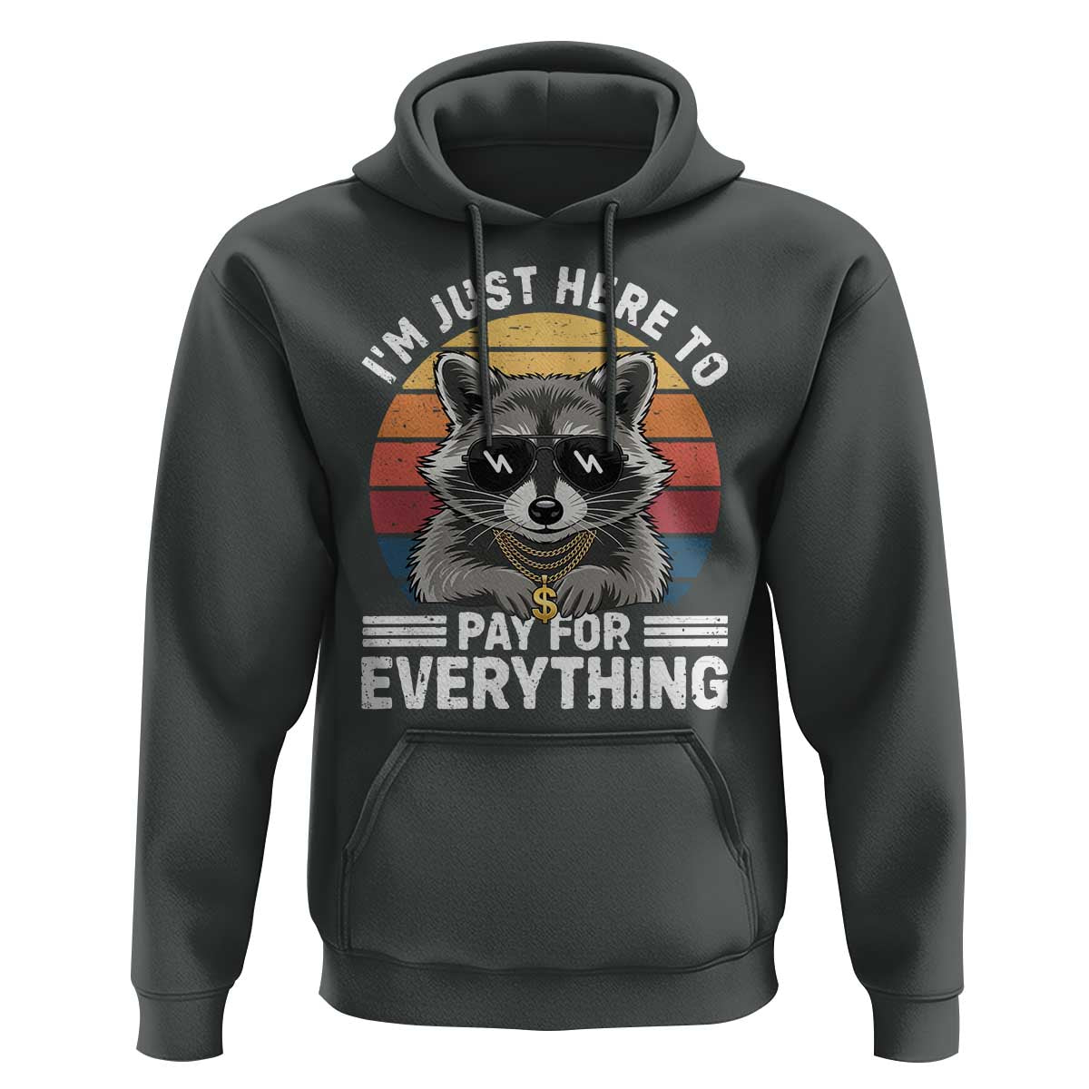 I'm Just Here to Pay for Everything Hoodie Funny Raccoon Dad Granpa Joke