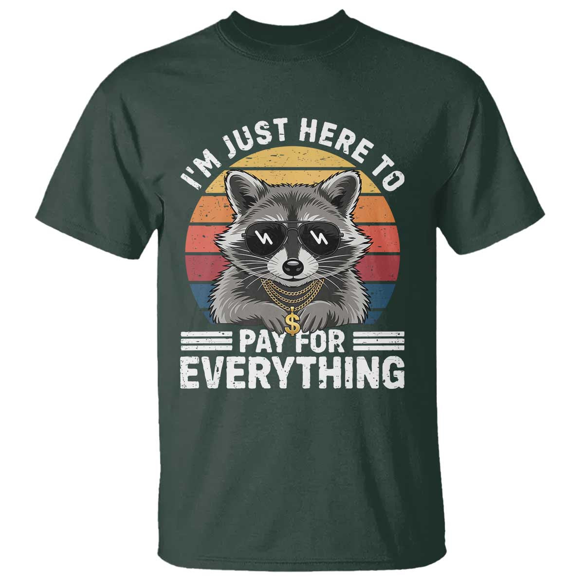 I'm Just Here to Pay for Everything T Shirt Funny Raccoon Dad Granpa Joke