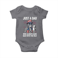 Just a Dad Who Always Came Back with The Milk Baby Onesie Funny Skeleton Dad 4th Of July