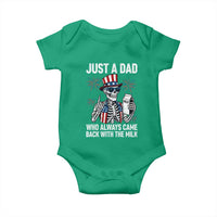 Just a Dad Who Always Came Back with The Milk Baby Onesie Funny Skeleton Dad 4th Of July