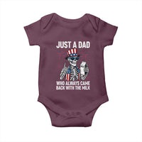 Just a Dad Who Always Came Back with The Milk Baby Onesie Funny Skeleton Dad 4th Of July