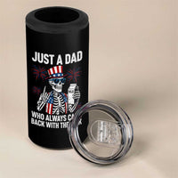 Just a Dad Who Always Came Back with The Milk 4 in 1 Can Cooler Tumbler Funny Skeleton Dad 4th Of July