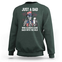 Just a Dad Who Always Came Back with The Milk Sweatshirt Funny Skeleton Dad 4th Of July