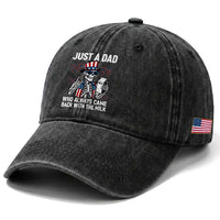 Just a Dad Who Always Came Back with The Milk Washed Cotton Baseball Cap Funny Skeleton Dad 4th Of July