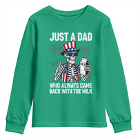 Just a Dad Who Always Came Back with The Milk Youth Sweatshirt Funny Skeleton Dad 4th Of July