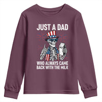 Just a Dad Who Always Came Back with The Milk Youth Sweatshirt Funny Skeleton Dad 4th Of July