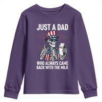 Just a Dad Who Always Came Back with The Milk Youth Sweatshirt Funny Skeleton Dad 4th Of July