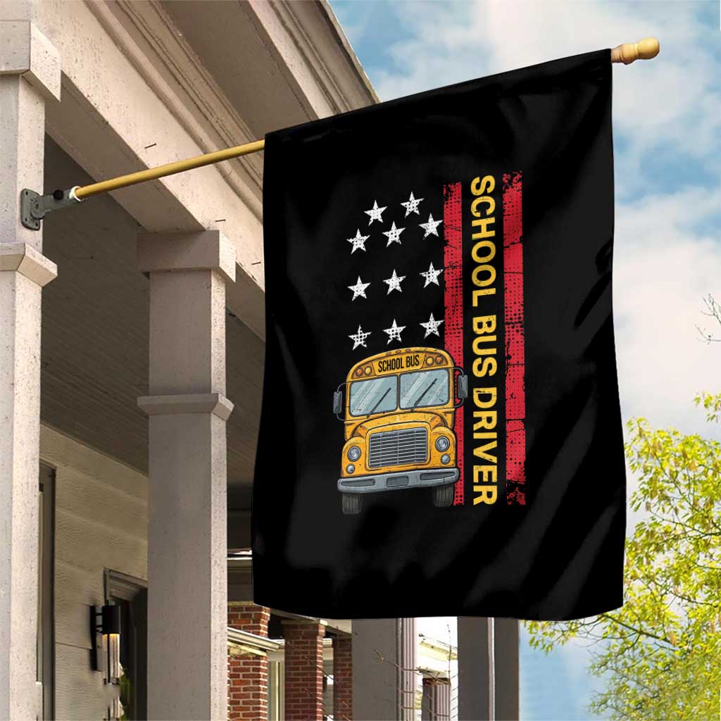 Patriotic School Bus Driver USA American Flag Garden Flag