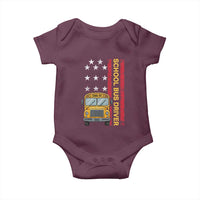 Patriotic School Bus Driver USA American Flag Baby Onesie