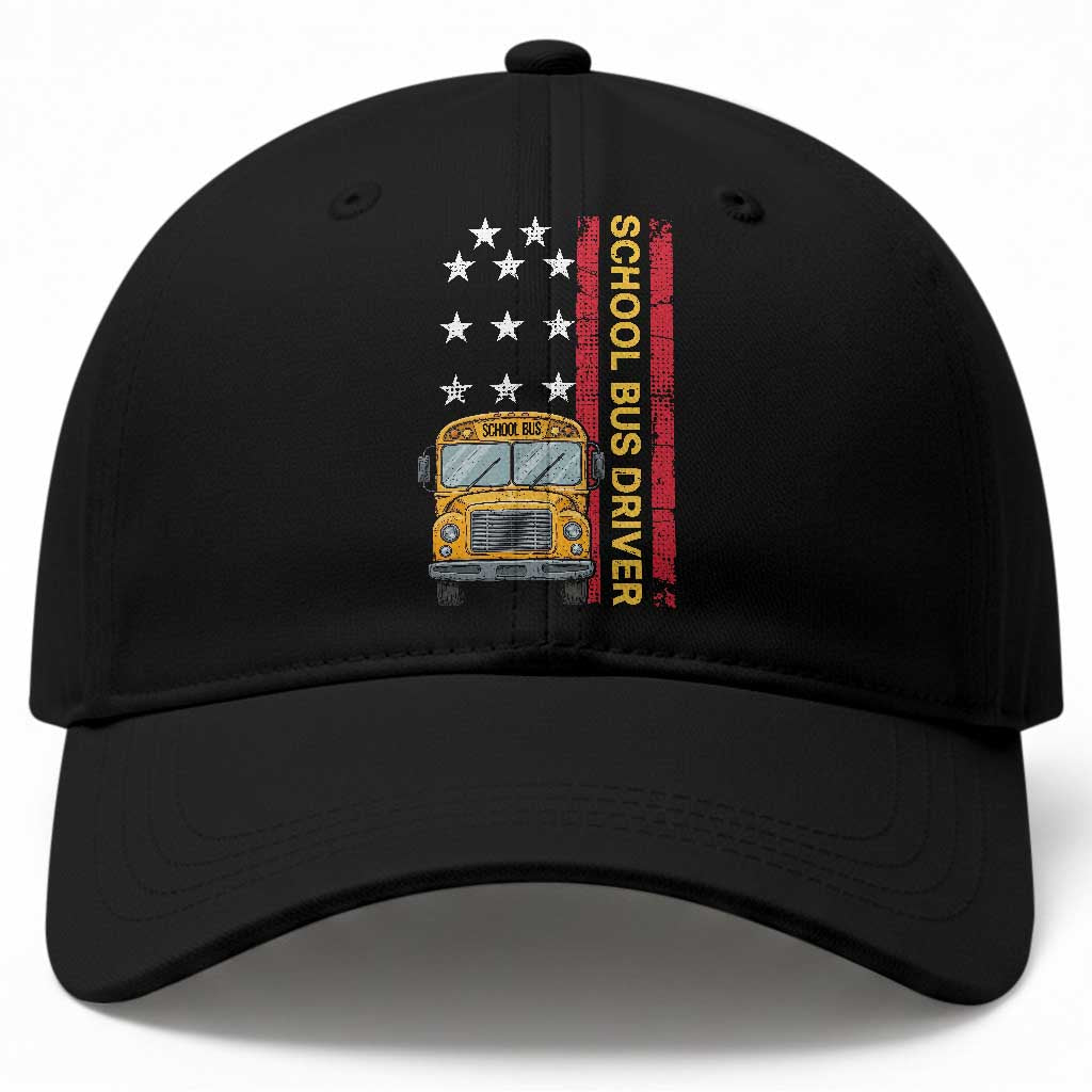 Patriotic School Bus Driver USA American Flag Baseball Cap