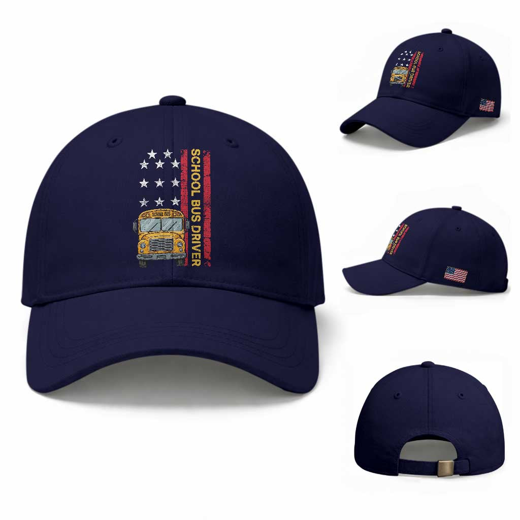 Patriotic School Bus Driver USA American Flag Baseball Cap