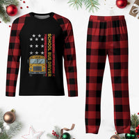 Patriotic School Bus Driver USA American Flag Plaid Pajama Set