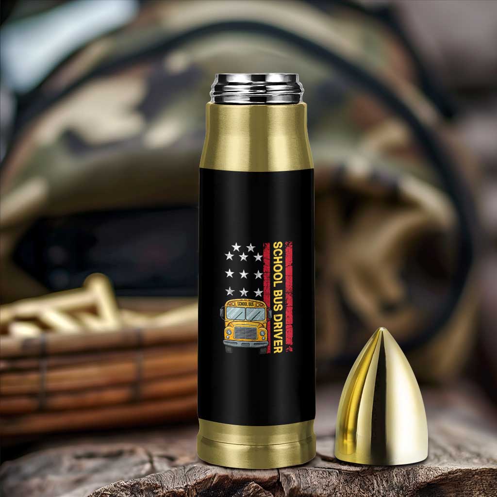 Patriotic School Bus Driver USA American Flag Bullet Tumbler