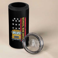Patriotic School Bus Driver USA American Flag 4 in 1 Can Cooler Tumbler