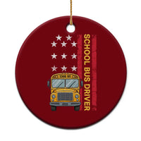 Patriotic School Bus Driver USA American Flag Ceramic Ornament