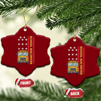 Patriotic School Bus Driver USA American Flag Ceramic Ornament