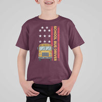Patriotic School Bus Driver USA American Flag T Shirt For Kid