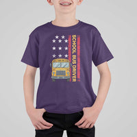 Patriotic School Bus Driver USA American Flag T Shirt For Kid