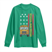 Patriotic School Bus Driver USA American Flag Long Sleeve Shirt