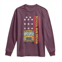 Patriotic School Bus Driver USA American Flag Long Sleeve Shirt