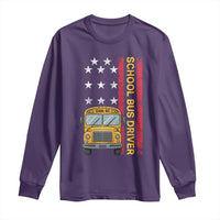 Patriotic School Bus Driver USA American Flag Long Sleeve Shirt