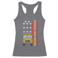 Patriotic School Bus Driver USA American Flag Racerback Tank Top