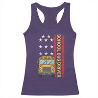 Patriotic School Bus Driver USA American Flag Racerback Tank Top