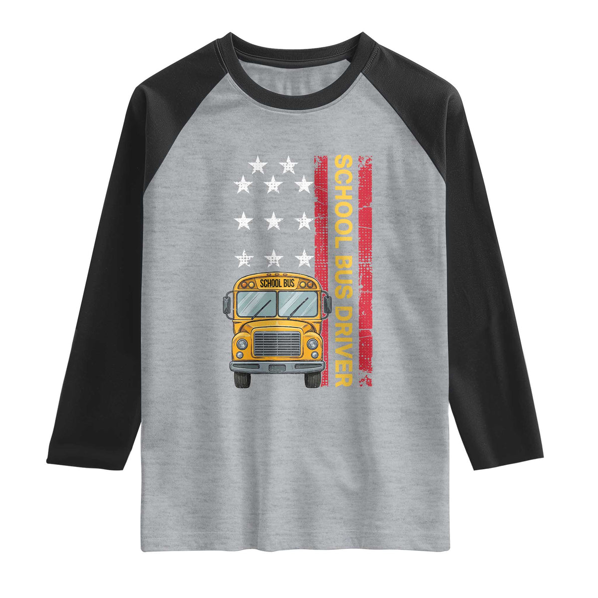Patriotic School Bus Driver USA American Flag Raglan Shirt