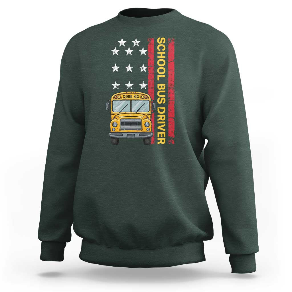 Patriotic School Bus Driver USA American Flag Sweatshirt