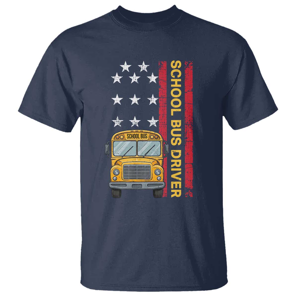 Patriotic School Bus Driver USA American Flag T Shirt