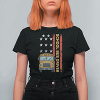 Patriotic School Bus Driver USA American Flag T Shirt For Women