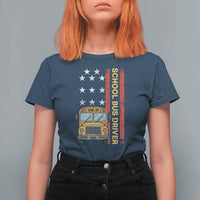 Patriotic School Bus Driver USA American Flag T Shirt For Women