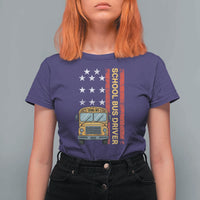 Patriotic School Bus Driver USA American Flag T Shirt For Women
