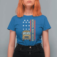Patriotic School Bus Driver USA American Flag T Shirt For Women