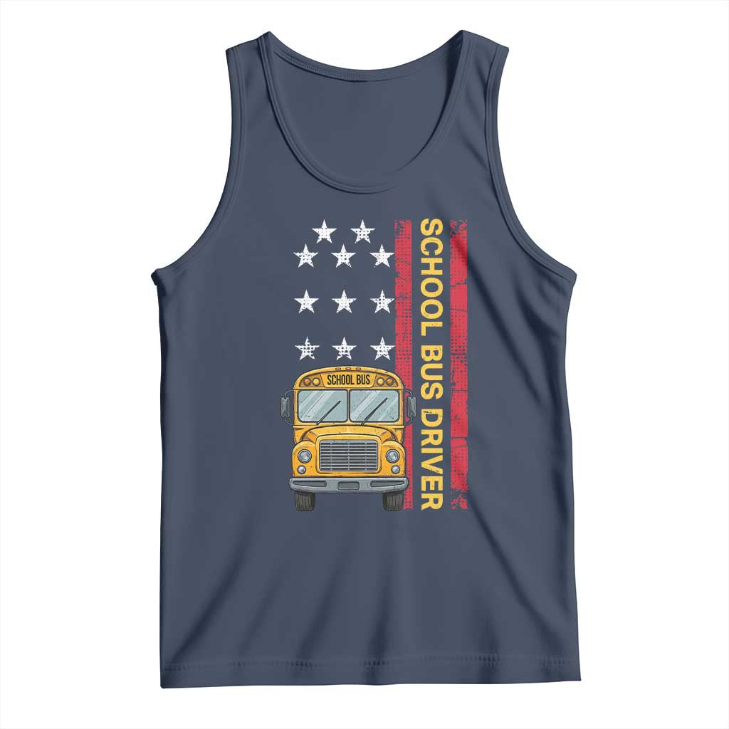 Patriotic School Bus Driver USA American Flag Tank Top