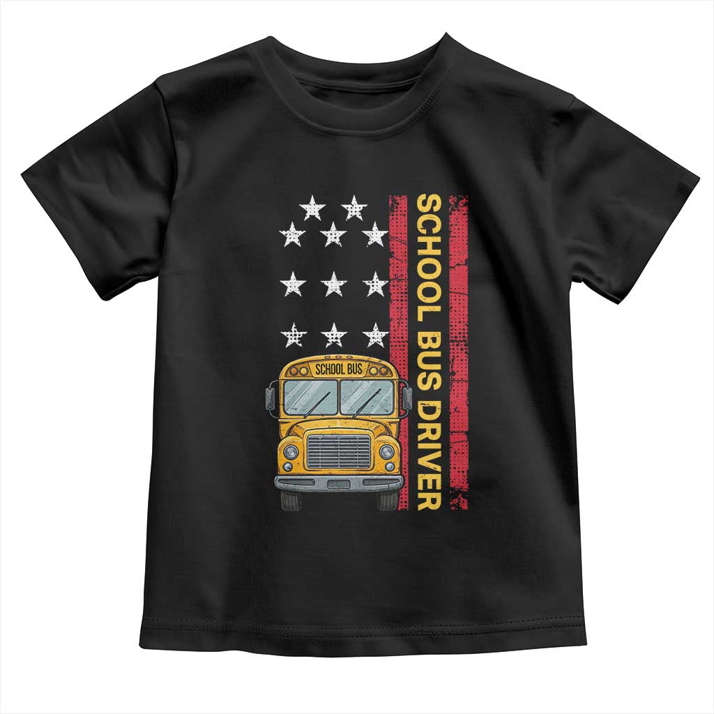 Patriotic School Bus Driver USA American Flag Toddler T Shirt